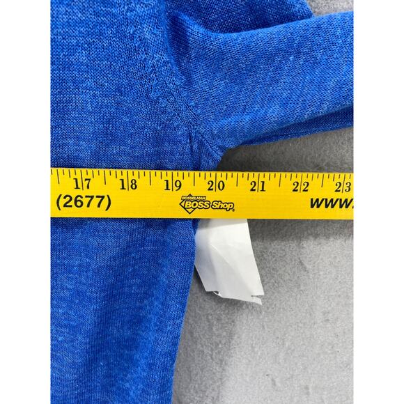 Halogen Cardigan Womens Sz SP Linen Blend Sweater Blue Long Sleeve Lagenlook New - Picture 7 of 9